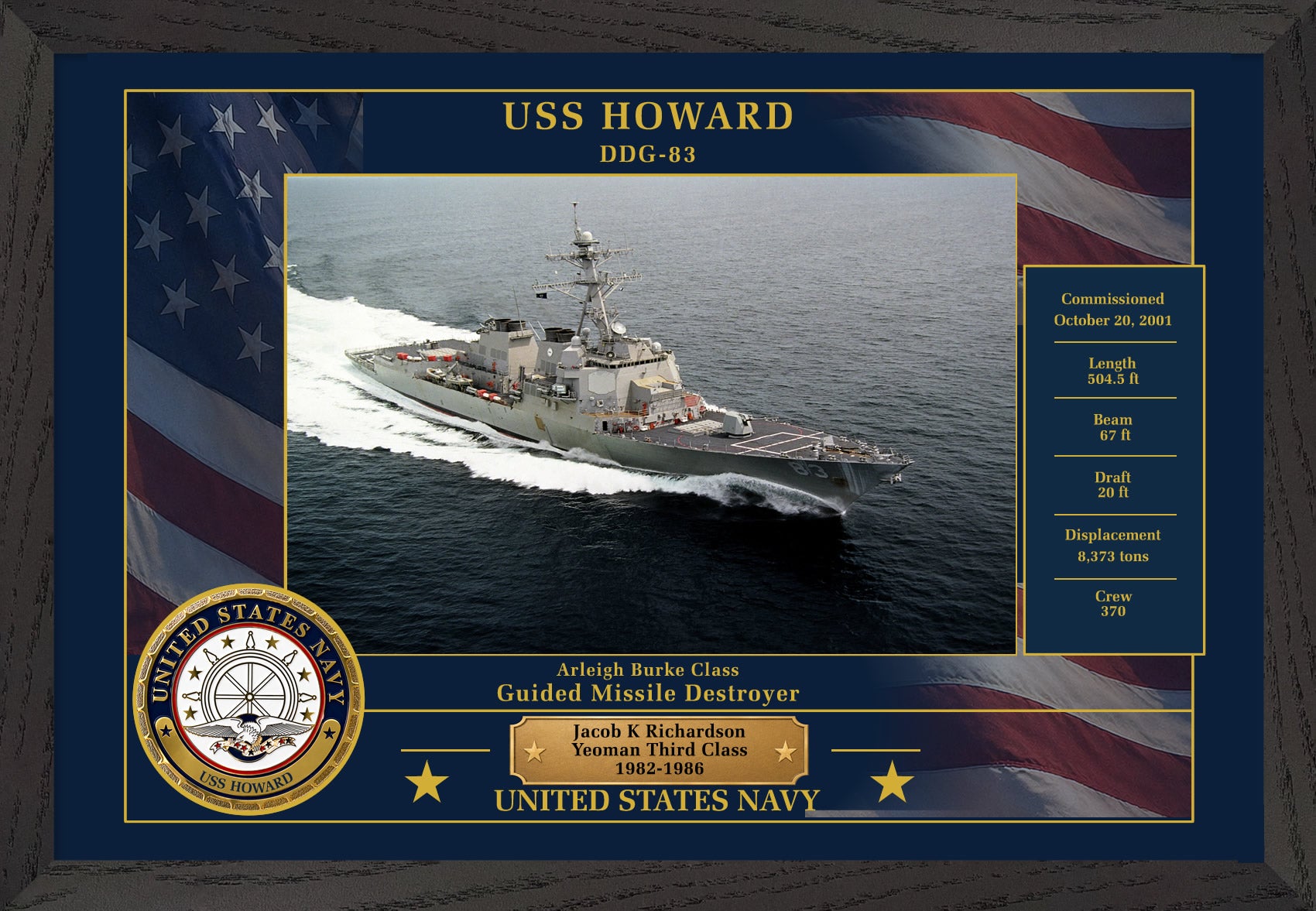 USS Howard DDG-83 Framed Patriotic Photo