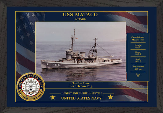 USS Mataco ATF-86 Framed Patriotic Photo