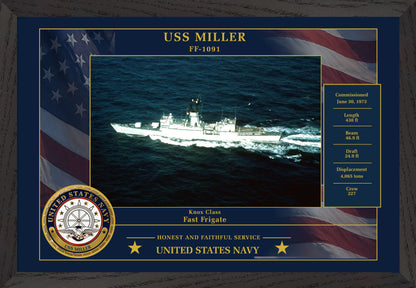 USS Miller FF-1091 Framed Patriotic Photo