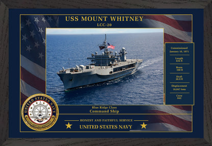 USS Mount Whitney LCC-20 Framed Patriotic Photo