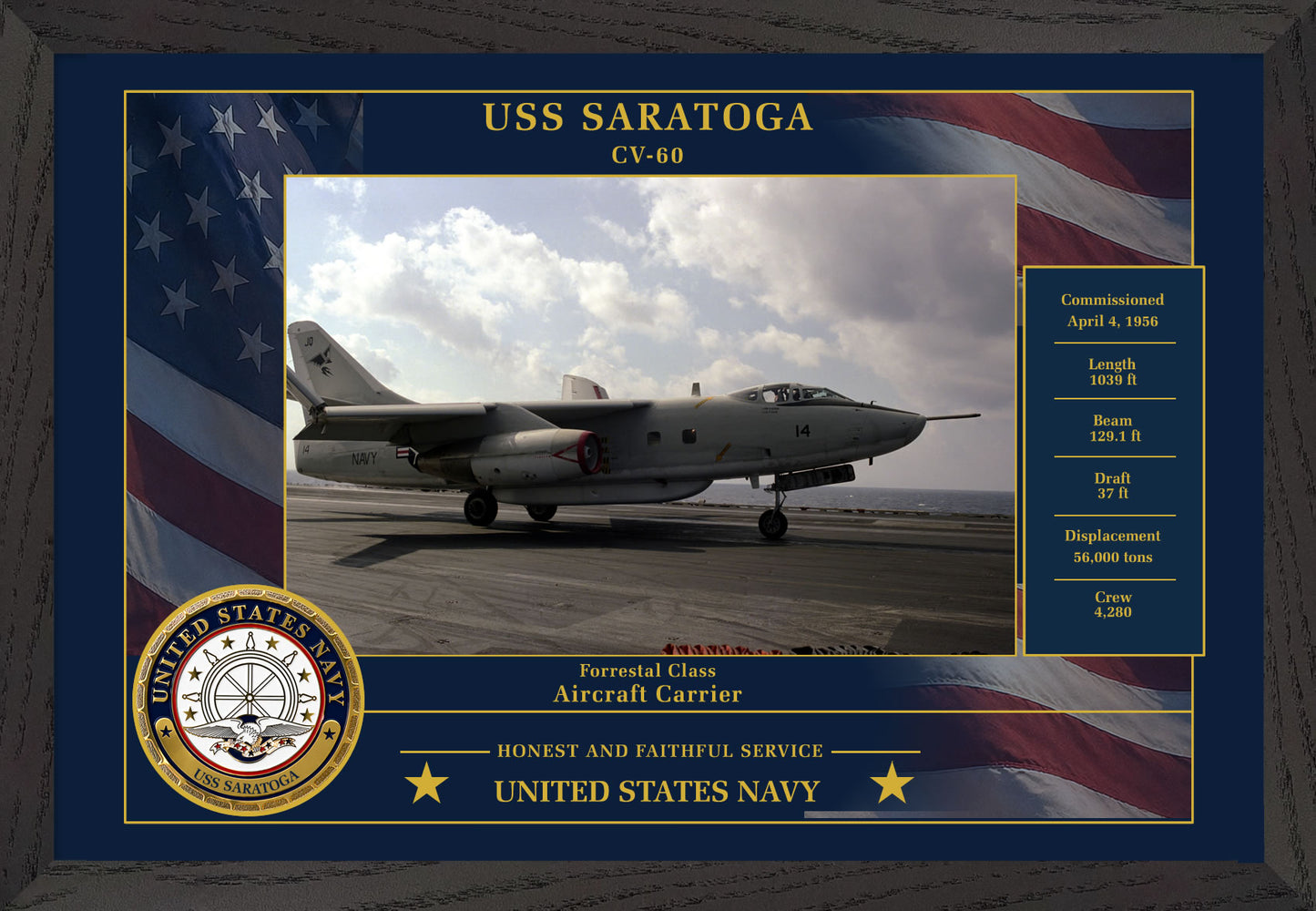 USS Saratoga CV-60 Framed Patriotic Photo