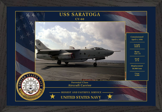 USS Saratoga CV-60 Framed Patriotic Photo