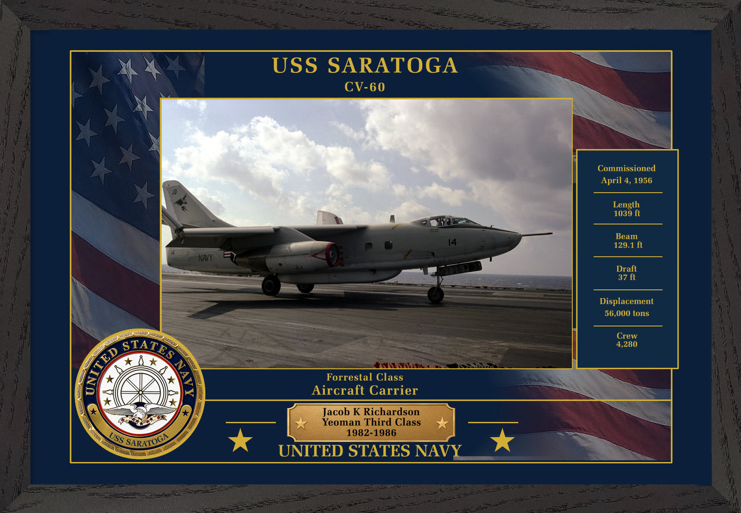USS Saratoga CV-60 Framed Patriotic Photo