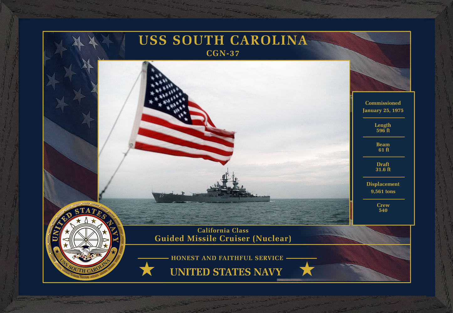 USS South Carolina CGN-37 Framed Patriotic Photo