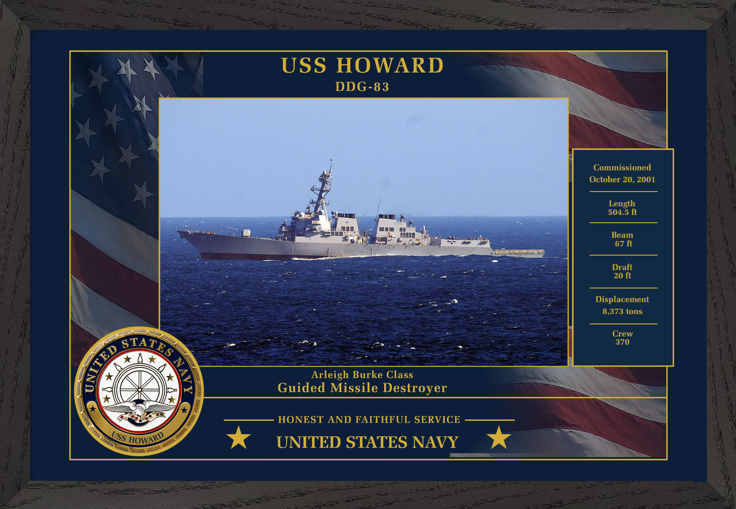USS Howard DDG-83 Framed Patriotic Photo
