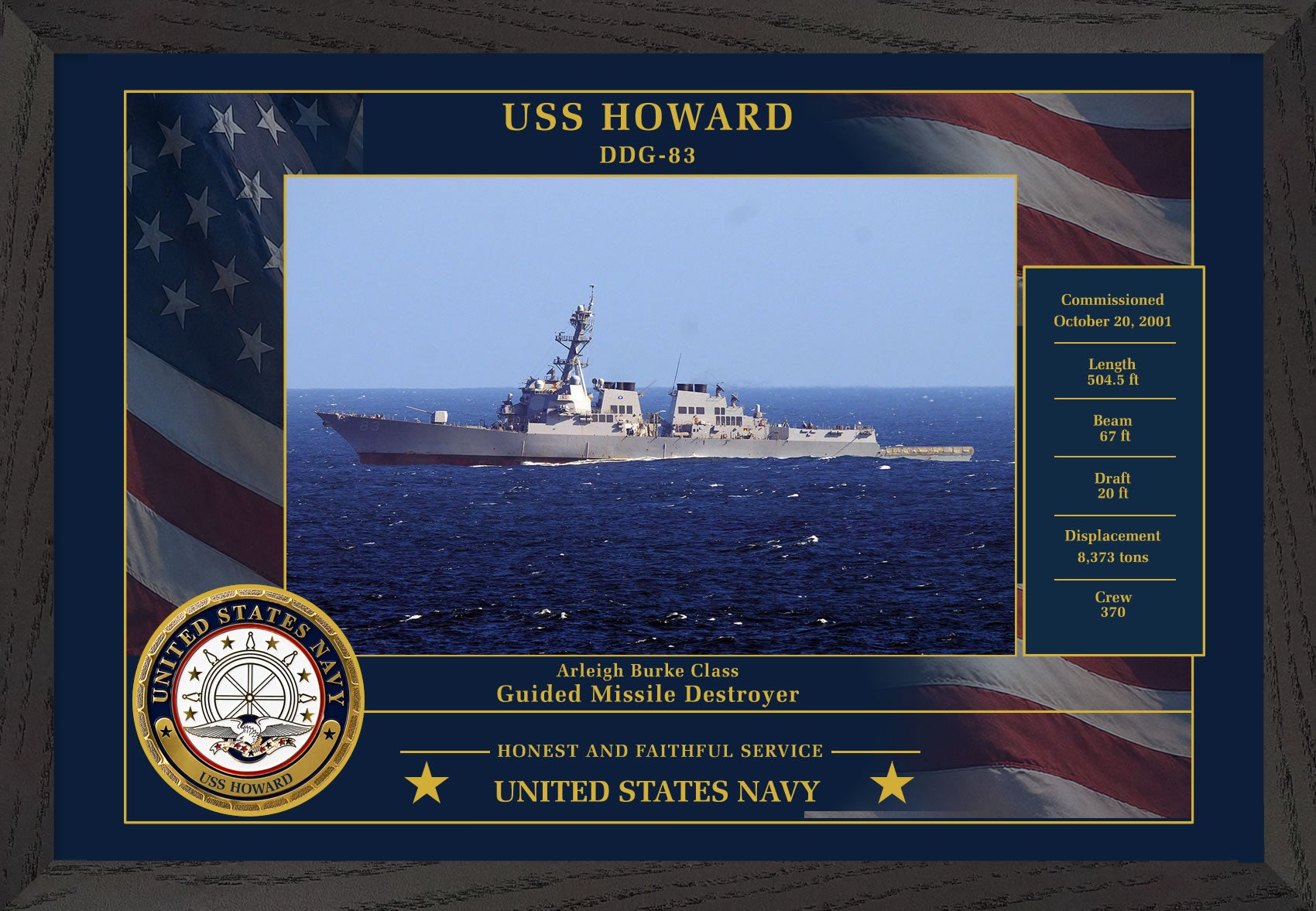 USS Howard DDG-83 Framed Patriotic Photo