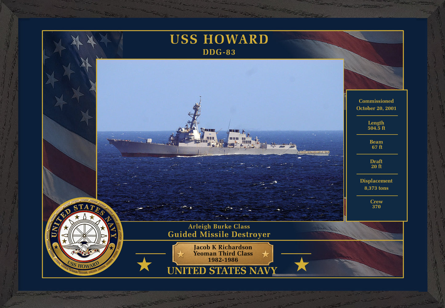 USS Howard DDG-83 Framed Patriotic Photo