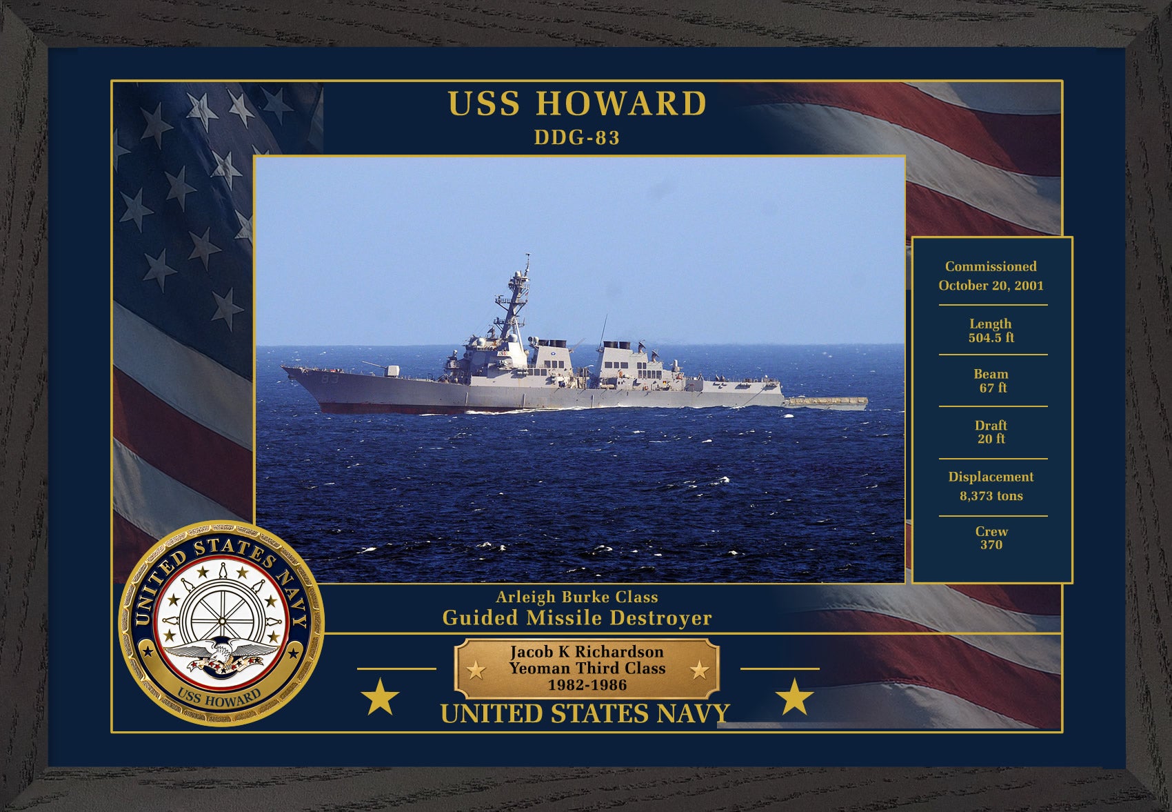 USS Howard DDG-83 Framed Patriotic Photo
