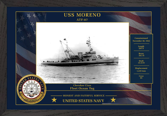 USS Moreno ATF-87 Framed Patriotic Photo