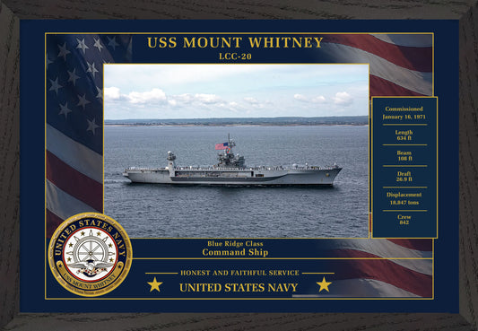 USS Mount Whitney LCC-20 Framed Patriotic Photo