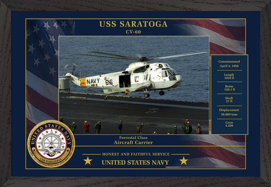 USS Saratoga CV-60 Framed Patriotic Photo