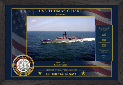 USS Thomas C Hart FF-1092 Framed Patriotic Photo