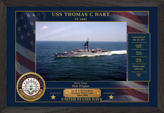 USS Thomas C Hart FF-1092 Framed Patriotic Photo