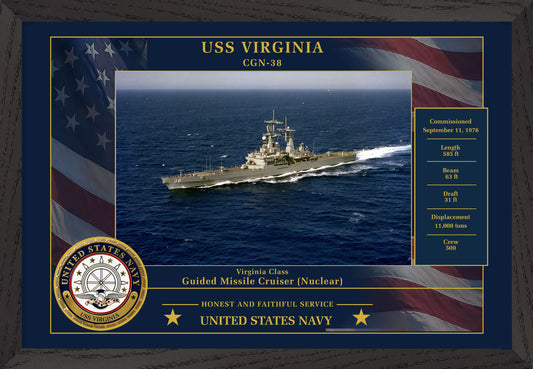 USS Virginia CGN-38 Framed Patriotic Photo