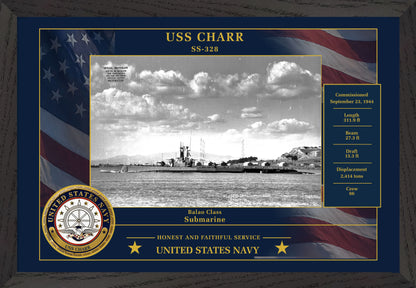 USS Charr SS-328 Framed Patriotic Photo