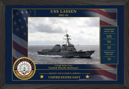 USS Lassen DDG-82 Framed Patriotic Photo