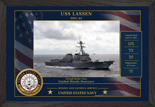 USS Lassen DDG-82 Framed Patriotic Photo