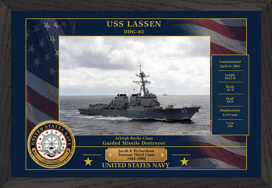 USS Lassen DDG-82 Framed Patriotic Photo