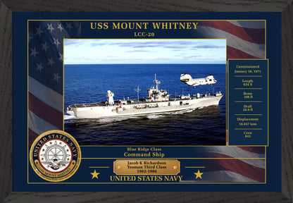 USS Mount Whitney LCC-20 Framed Patriotic Photo