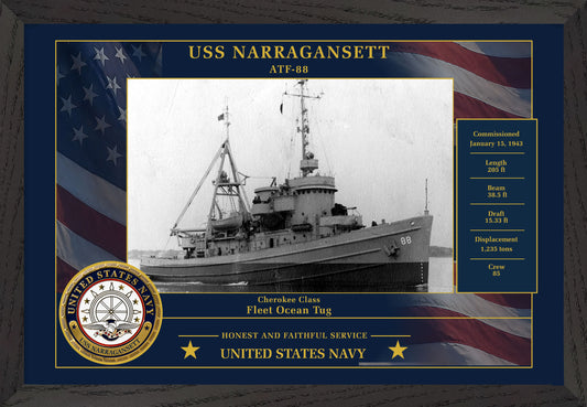 USS Narragansett ATF-88 Framed Patriotic Photo