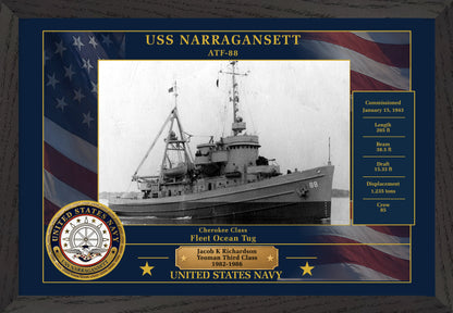 USS Narragansett ATF-88 Framed Patriotic Photo