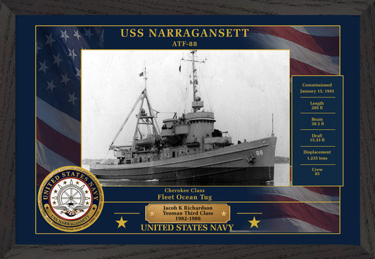 USS Narragansett ATF-88 Framed Patriotic Photo