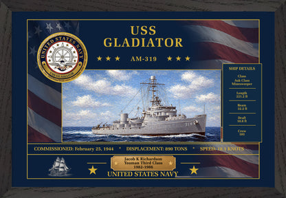 USS Gladiator AM-319 Framed Patriotic Art