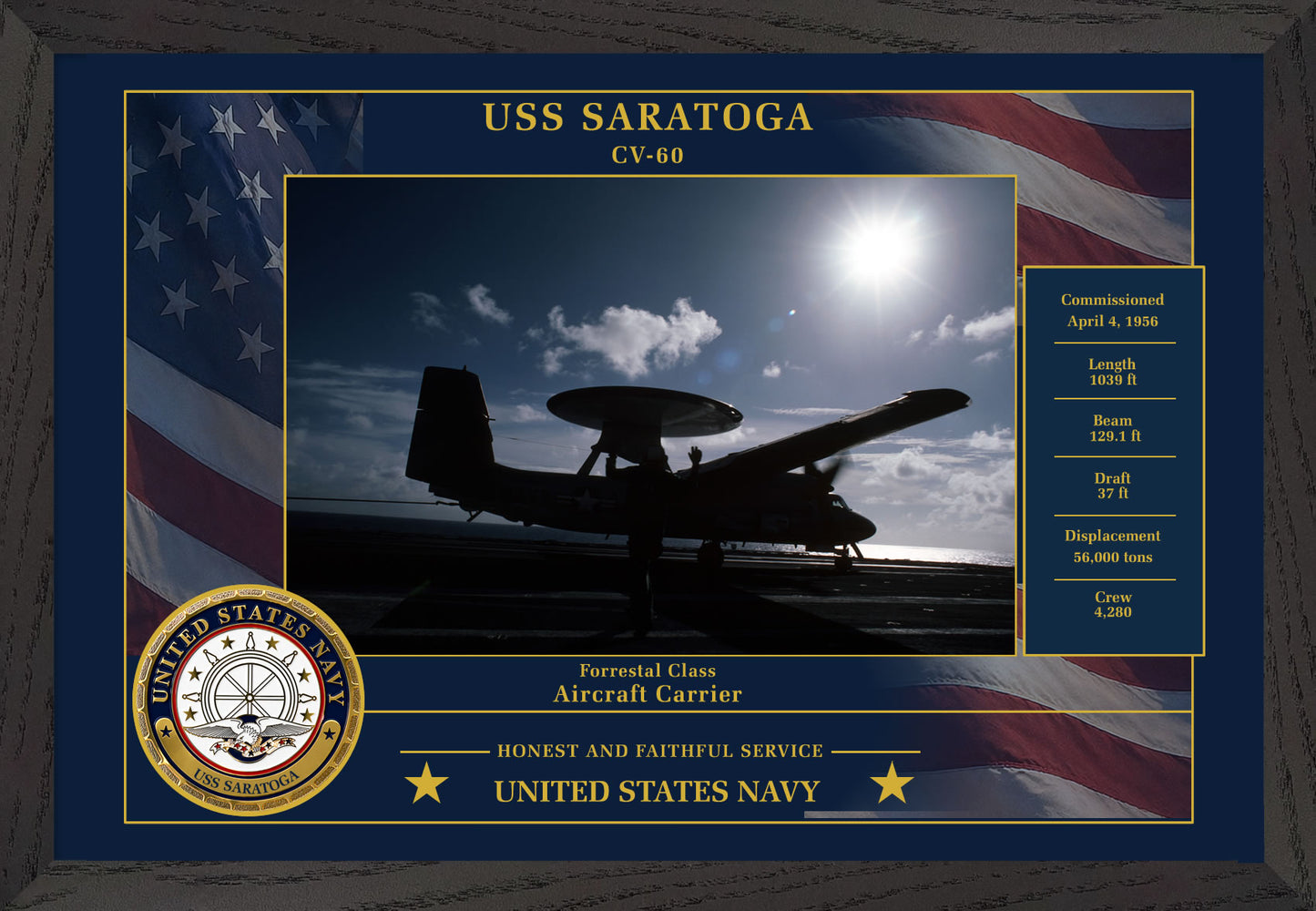 USS Saratoga CV-60 Framed Patriotic Photo
