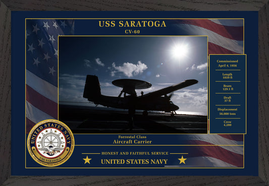 USS Saratoga CV-60 Framed Patriotic Photo