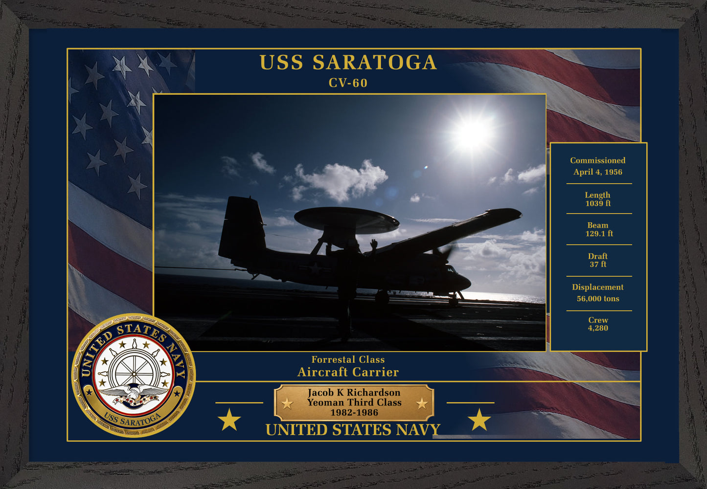 USS Saratoga CV-60 Framed Patriotic Photo