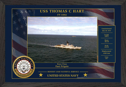 USS Thomas C Hart FF-1092 Framed Patriotic Photo