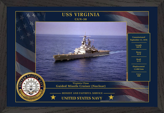 USS Virginia CGN-38 Framed Patriotic Photo