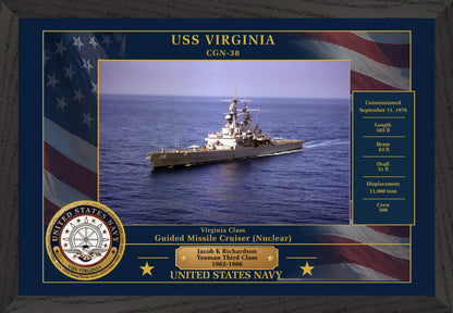 USS Virginia CGN-38 Framed Patriotic Photo