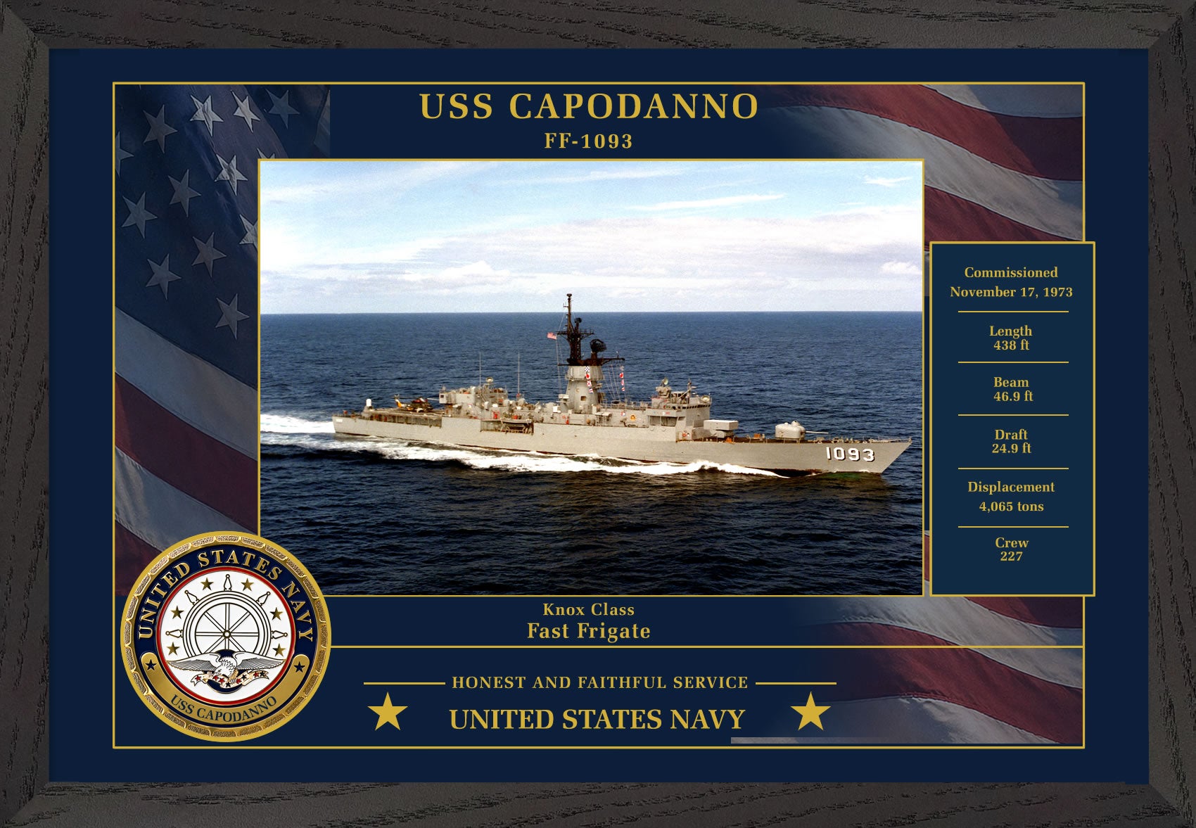 USS Capodanno FF-1093 Framed Patriotic Photo