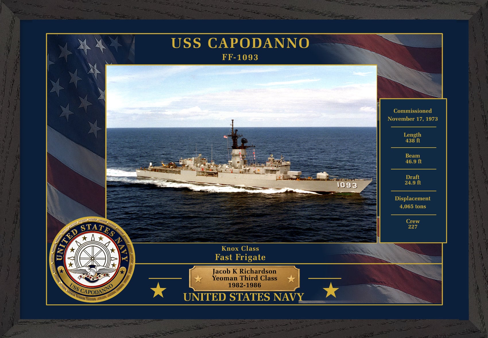 USS Capodanno FF-1093 Framed Patriotic Photo