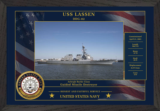 USS Lassen DDG-82 Framed Patriotic Photo