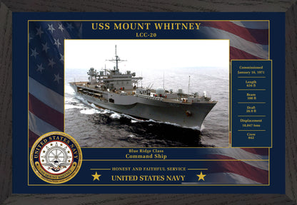 USS Mount Whitney LCC-20 Framed Patriotic Photo
