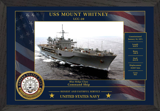 USS Mount Whitney LCC-20 Framed Patriotic Photo