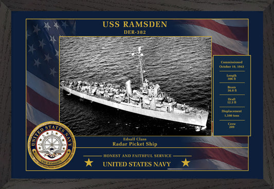 USS Ramsden DER-382 Framed Patriotic Photo