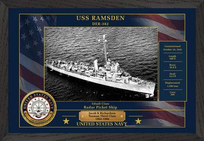 USS Ramsden DER-382 Framed Patriotic Photo