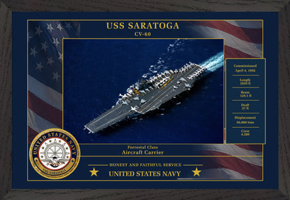 USS Saratoga CV-60 Framed Patriotic Photo