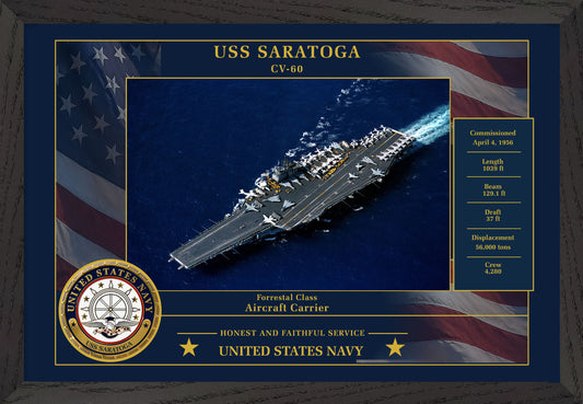 USS Saratoga CV-60 Framed Patriotic Photo