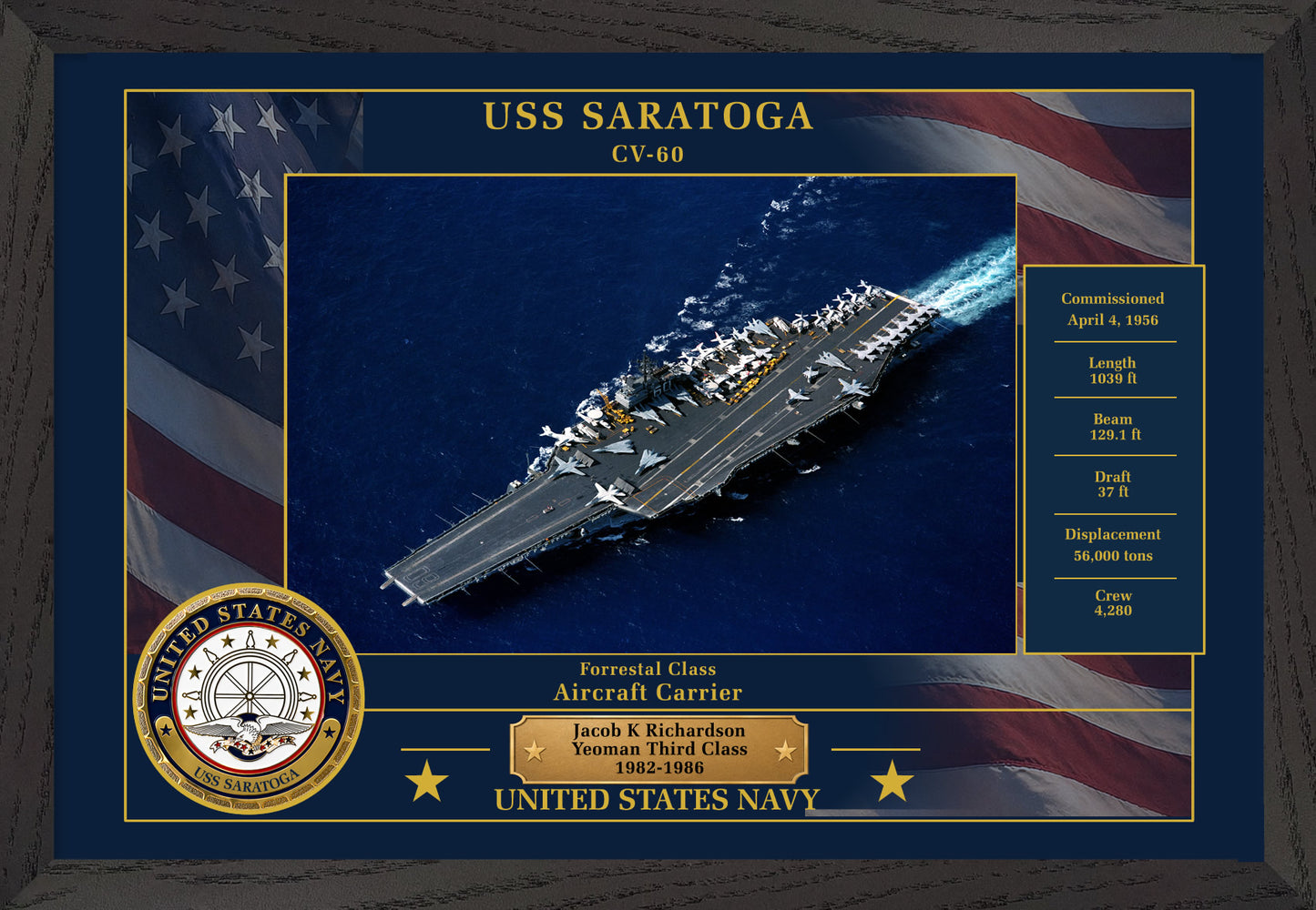 USS Saratoga CV-60 Framed Patriotic Photo