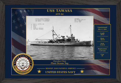 USS Tawasa ATF-92 Framed Patriotic Photo