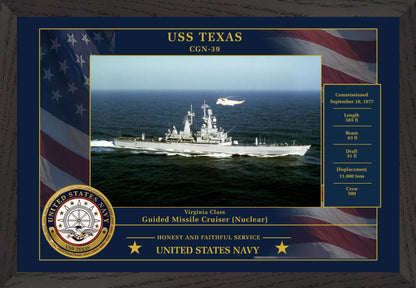 USS Texas CGN-39 Framed Patriotic Photo