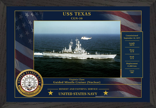 USS Texas CGN-39 Framed Patriotic Photo
