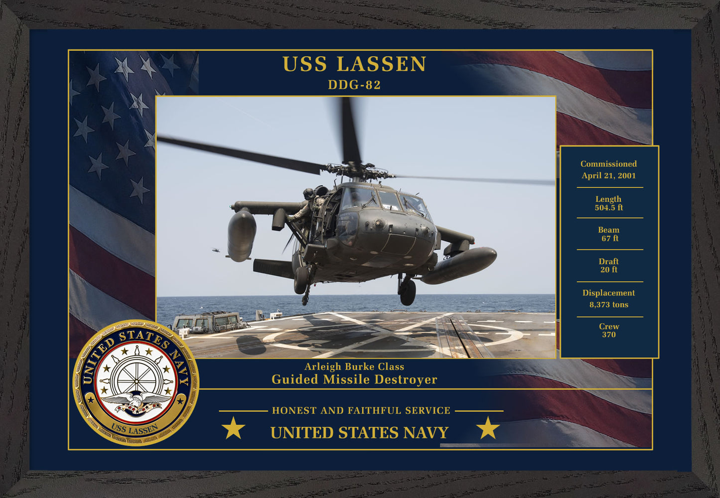 USS Lassen DDG-82 Framed Patriotic Photo