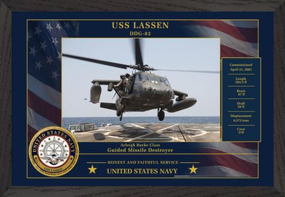 USS Lassen DDG-82 Framed Patriotic Photo