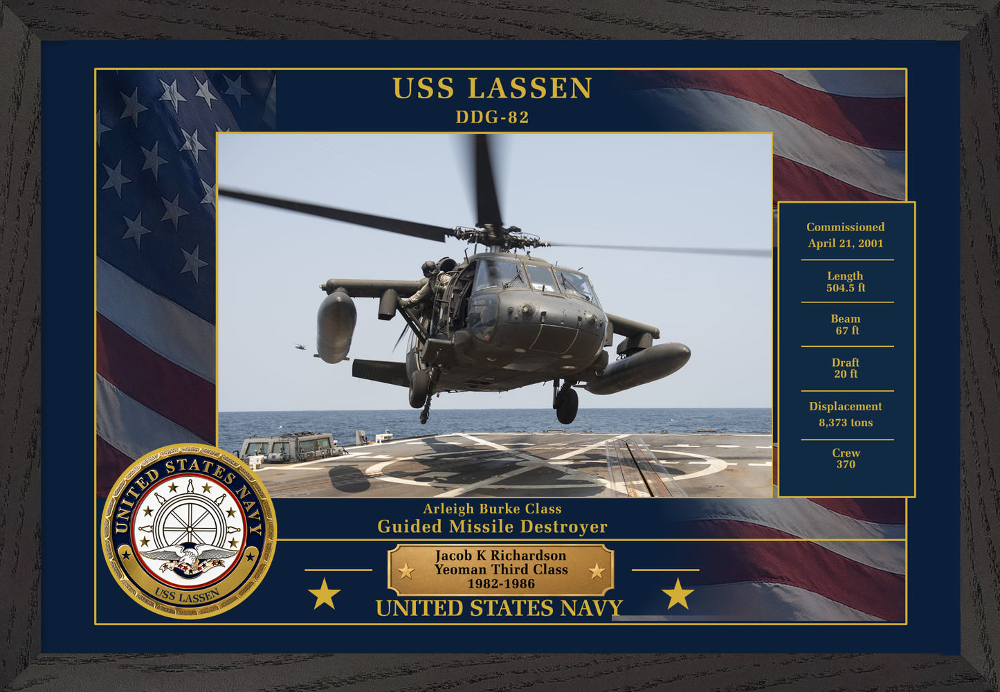 USS Lassen DDG-82 Framed Patriotic Photo