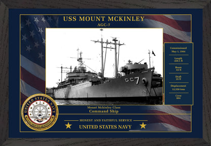 USS Mount Mckinley AGC-7 Framed Patriotic Photo